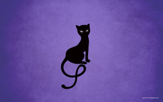 Black cat glowing eyes purple - a black cat free wallpaper