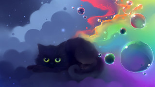 Cat cloud bubbles rainbow mystical - cloud and a rainbow free wallpaper