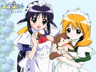 Anime girls teddy bear blue - their hand free wallpaper