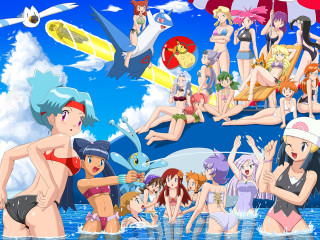Water group beach bikini sky - a mosaic free wallpaper