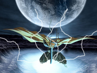 Strange creature wings over water - over a body of water free wallpaper