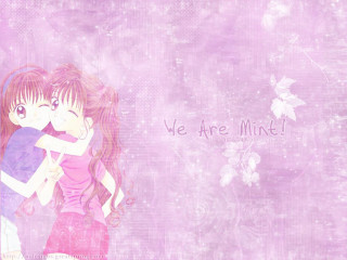 Anime couple hug wisteria snowflakes - the background of the picture free wallpaper