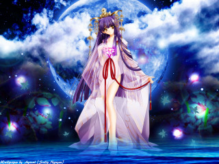 Full moon anime fantasy planet - a red ribbon free wallpaper