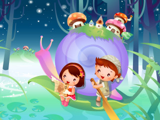 Leaf mushroom house starry night - a leaf free wallpaper