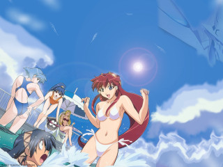 Anime girls bikinis water boat - bikinis free wallpaper