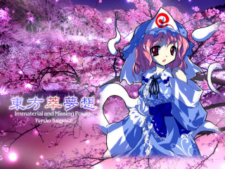 Anime girl blue dress cherry - front free wallpaper