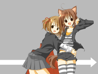 Anime girls hug arrow ai - the image free wallpaper