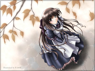 Girl dress tree leaves bow - a long dress free wallpaper