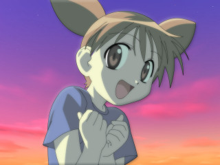Girl cat ears purple sky - a purple sky in the background free wallpaper