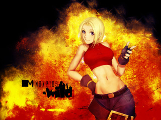 Fiery woman red top gun - context art free wallpaper
