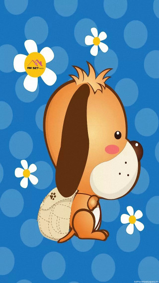 Dog diaper grass daisies sitting - a dog free wallpaper