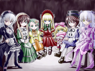 Anime girls bench room rococo - madhouse free wallpaper