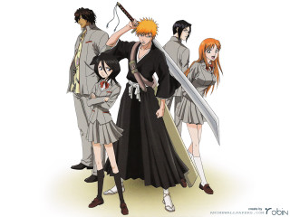 Anime swords group outfits kimono - a group of people free wallpaper