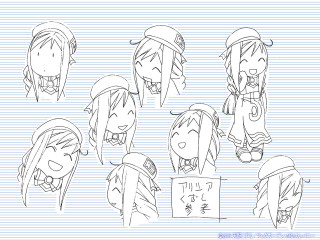 Anime girls group blue background 3 - different pose free wallpaper