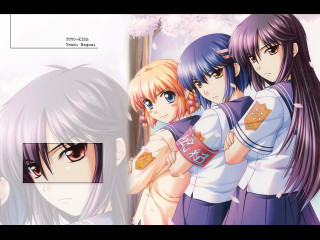 Anime girls sky window flowers - a white background free wallpaper