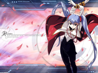 Anime bluehair twintails cape cherryblossoms - official art free wallpaper for desktop