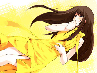 Yellow dress wind blown anime - a yellow dress free wallpaper