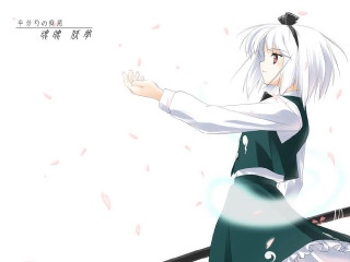 Youmu green sword ribbons cherry - purism free wallpaper