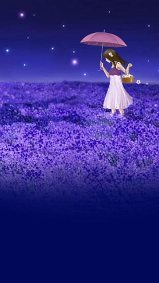 Woman umbrella field flowers night - the sky above her free wallpaper