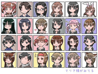 Anime characters mosaic various expressions - a bunch of anime characters free wallpaper