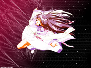 Girl flying purple background kimono - a purple background free wallpaper