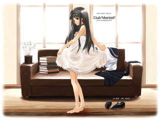 Woman white dress couch books - a couch next free wallpaper