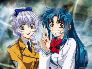 Anime girls blue white peace - white hair free wallpaper