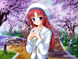Red hair girl park anime - a park free wallpaper