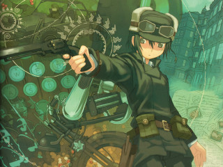 Uniform gun pointing city fantastic - dieselpunk free wallpaper