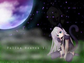 Girl fullmoon wolf anime cat - the ground in front free wallpaper