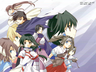 Anime group siblings blonde brown - their back free wallpaper