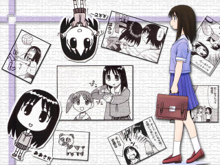 Girl briefcase anime wall blue - context art free wallpaper