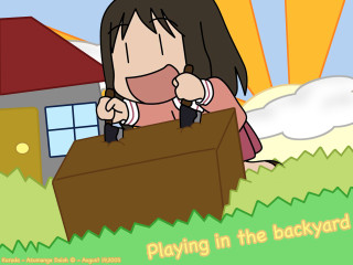 Cartoon girl backyard chocolates house - video game free wallpaper