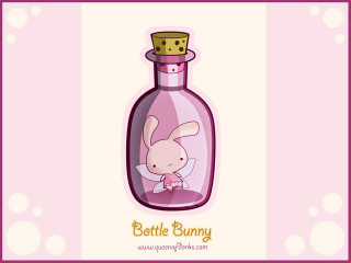 Bunny bottle pink bubbles crown - inside free wallpaper