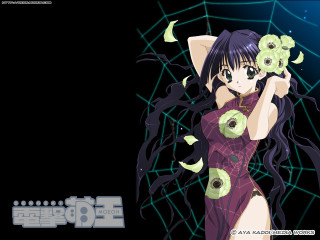 Purple dress green flower web - ayako rokkaku free wallpaper
