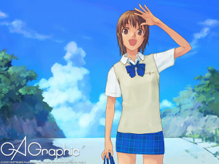 Girl schooluniform surprised bag blue - a bag free wallpaper