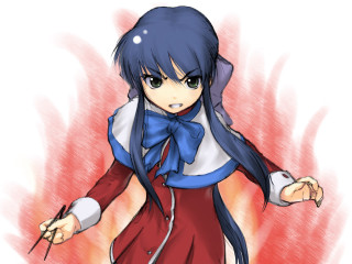 Girl long hair blue bow - destructive free wallpaper