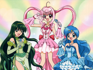 Three anime girls rococo dresses - the other holding free wallpaper