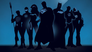 Silhouette group people blue background - a full moon in the background free wallpaper