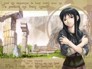 Girl black hair black wings - a poem free wallpaper