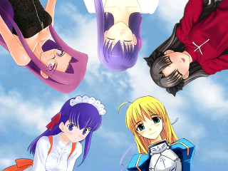 Anime girls blue sky giantess - a blue sky background free wallpaper