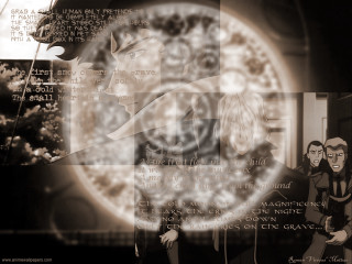 Clock twopeople text hologram moon - abstract illusionism free wallpaper