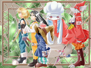 Anime group mirror forest bamboo - a group of anime characters free wallpaper