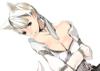 White haired woman fox tail - white hair free wallpaper