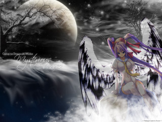Girl wings clouds moon aurora - the cloud free wallpaper