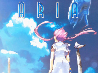 Pink hair girl blue sky 2 - cloud and a bird free wallpaper