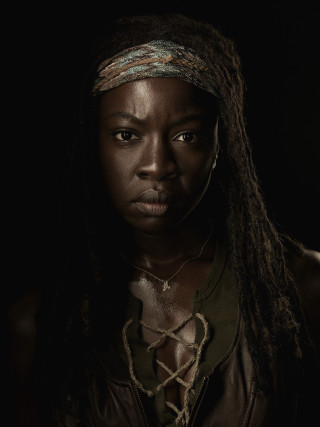 Woman dreadlocks leather jacket shoulders - tachisme free wallpaper