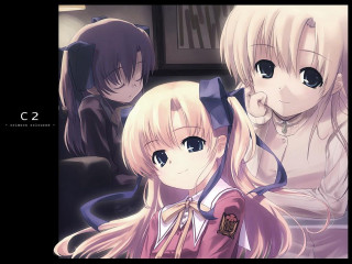 Anime girls room blackframe aliceprinn - a group of anime girls sitting next free wallpaper