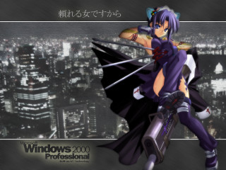 Cyberpunk anime girl sword cityscape - her hand and a city in the background free wallpaper