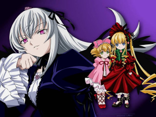 Anime girls purple background rococo - a character portrait free wallpaper